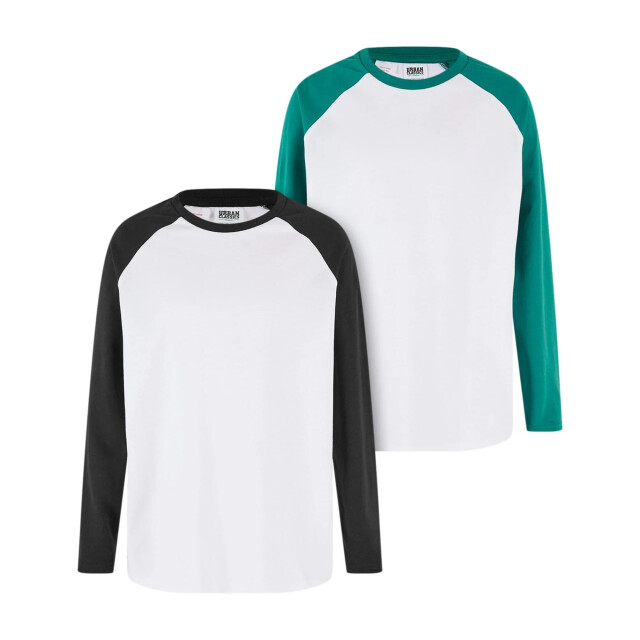 Urban Classics Jongens bio oversized raglan t-shirt met lange mouwen (set van 2) UTTN1045_whiteblackgreen large