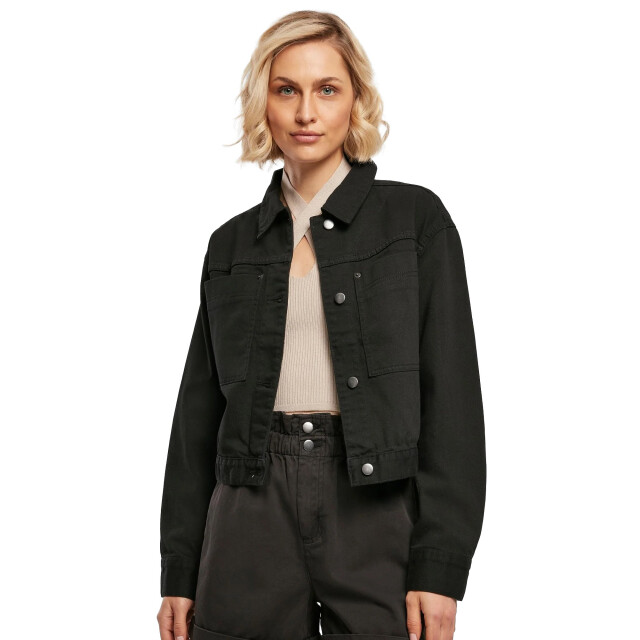 Urban Classics Dames denim cropped boxy jas UTTN1042_black large