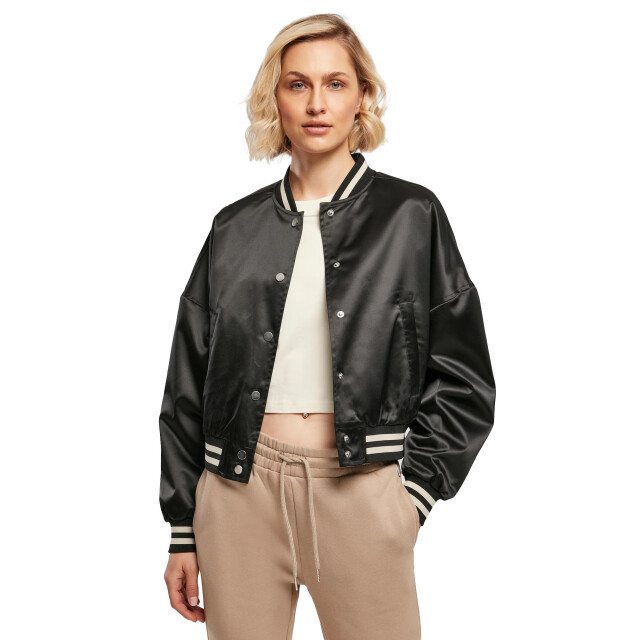 Urban Classics Dames satijnen oversized varsity jacket UTTN1056_black large
