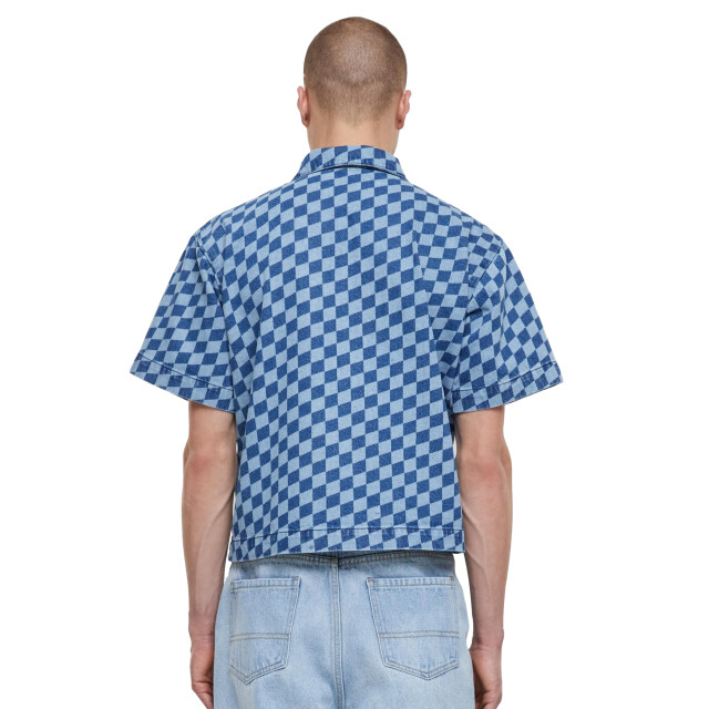 Urban Classics Heren laser check boxy overhemd UTTN1067_blue large