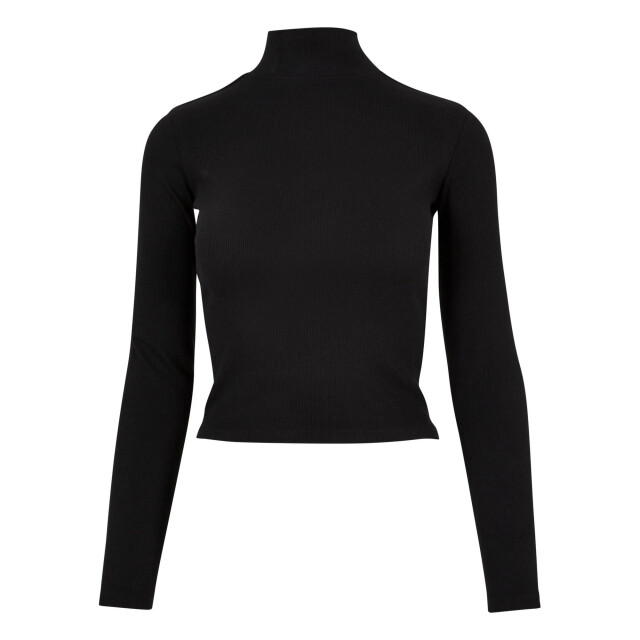 Urban Classics Dames geribd uitgesneden rug t-shirt met lange mouwen UTTN1070_black large