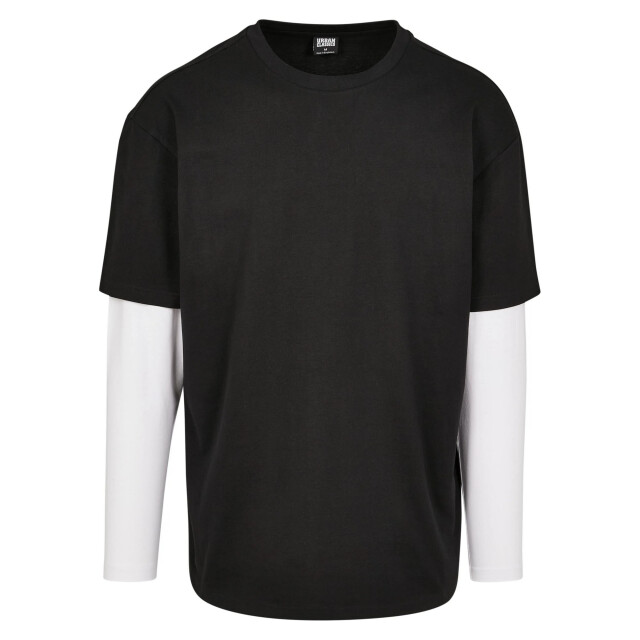 Urban Classics Heren dubbellaags oversized t-shirt met lange mouwen UTTN1075_blackwhite large