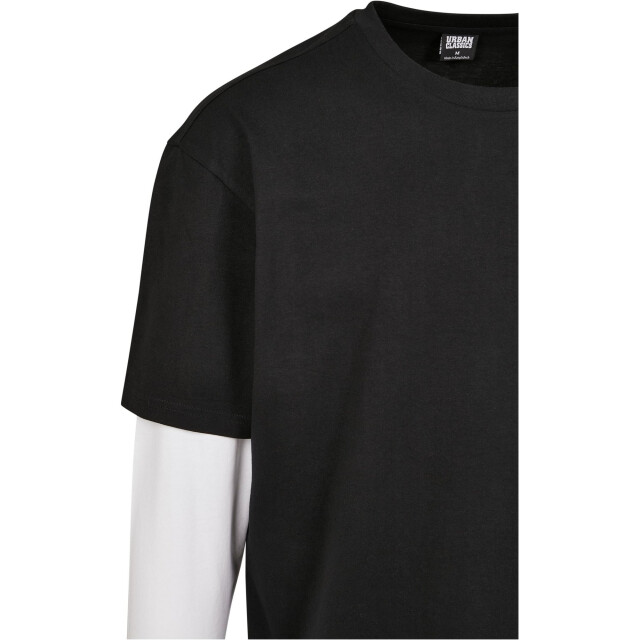 Urban Classics Heren dubbellaags oversized t-shirt met lange mouwen UTTN1075_blackwhite large