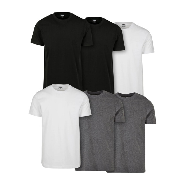 Urban Classics Heren basic t-shirt (set van 6) UTTN1079_blackwhitecharcoal large