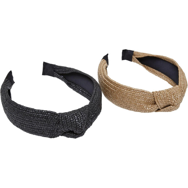 Urban Classics Unisex gevlochten hoofdband voor volwassenen (set van 2) UTTN1076_blackbeige large