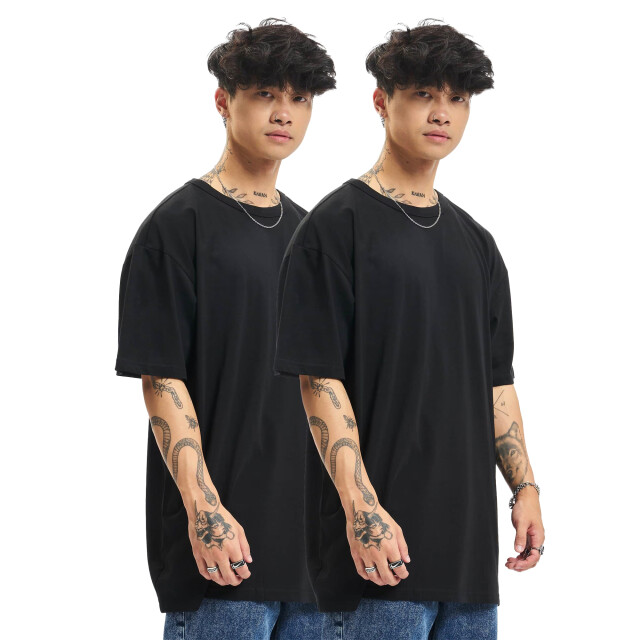 Urban Classics Heren shaped turn up lang t-shirt (set van 2) UTTN1077_black large