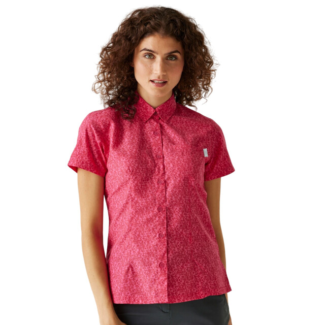 Regatta Dames mindano viii overhemd met ditsy print en korte mouwen UTRG9703_flamingopinkpotion large