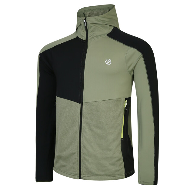 Dare2b Heren assimilate core stretch hooded midlayer UTRG9692_oilgreengreenalgaeblack large