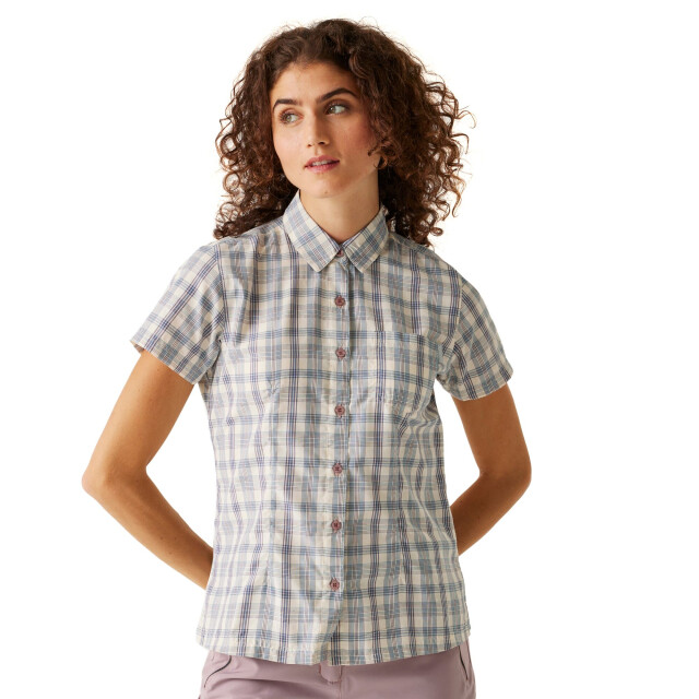 Regatta Dames mindano viii geruit overhemd met korte mouwen UTRG9660_coronetblue large