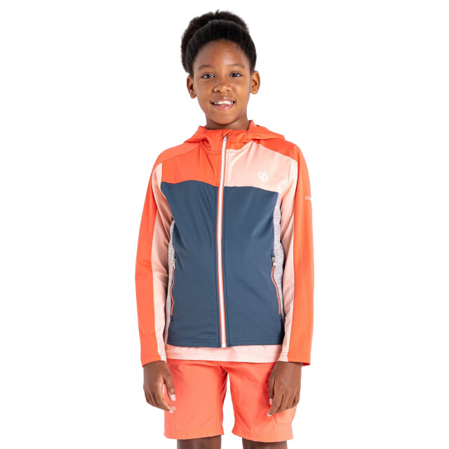 Dare2b Childrens/kids thriving core stretch hooded midlayer UTRG8625_neonpeachapricotblush large