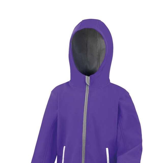 Result Kinder/kids tx performance hooded soft shell jacket UTFK3020_purplegrey large