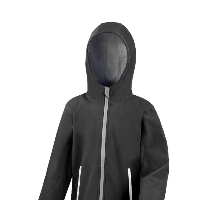 Result Kinder/kids tx performance hooded soft shell jacket UTFK3020_blackgrey large