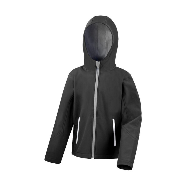 Result Kinder/kids tx performance hooded soft shell jacket UTFK3020_blackgrey large