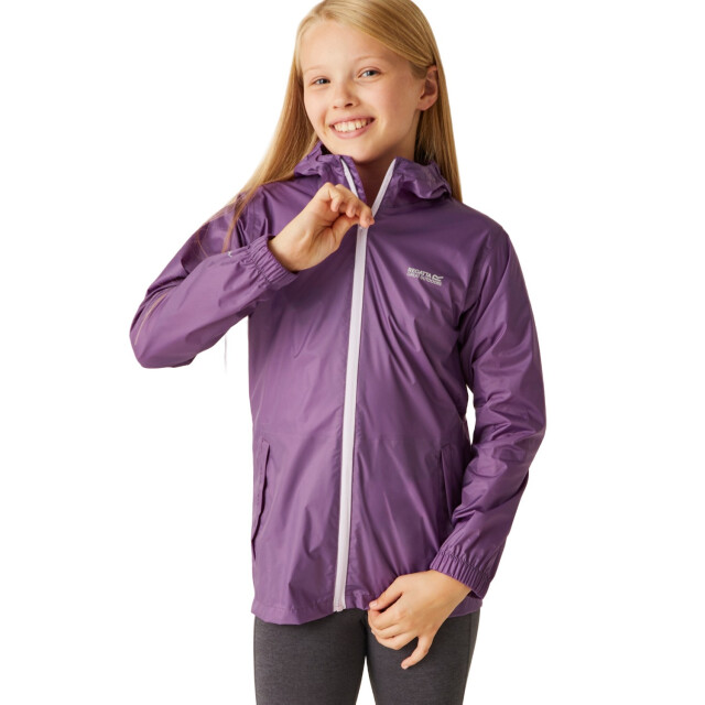 Regatta Groot buitenshuis kinderen/kinderen pakket it jasje iii waterdichte packaway zwart UTRG3209_sunsetpurple large