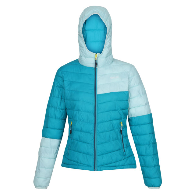 Regatta Dames hillpack ii gewatteerd jack met capuchon UTRG10740_tahoebluebleachedaqua large