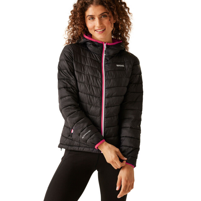 Regatta Dames hillpack ii gewatteerd jack met capuchon UTRG10740_blackpinkpotion large