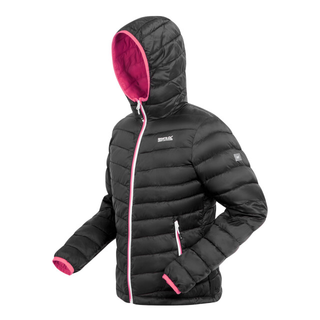 Regatta Dames hillpack ii gewatteerd jack met capuchon UTRG10740_blackpinkpotion large