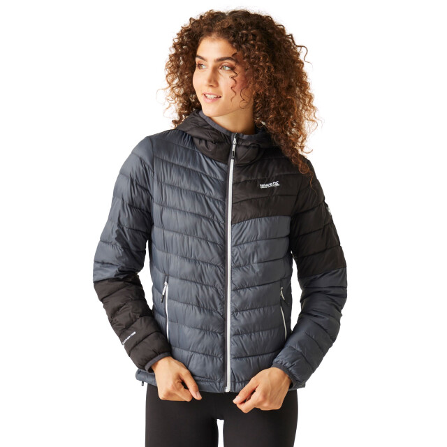 Regatta Dames hillpack ii gewatteerd jack met capuchon UTRG10740_sealgreyblack large