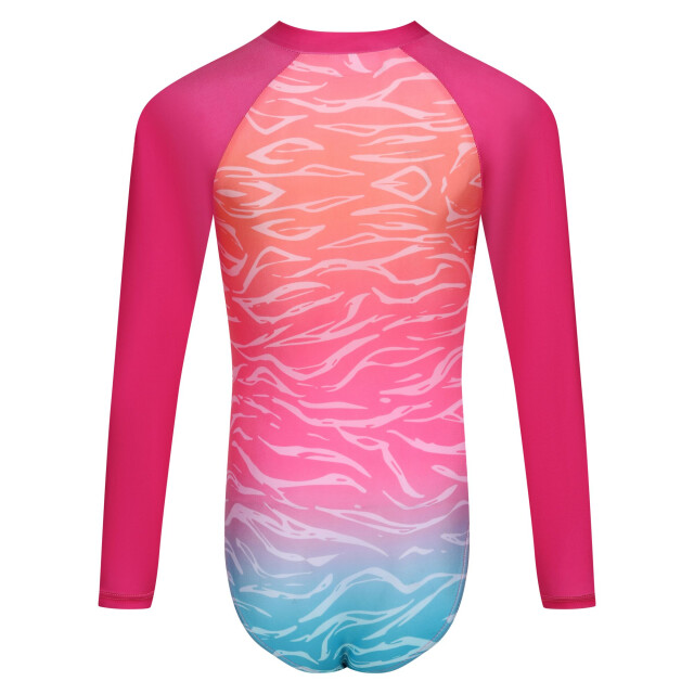 Regatta Kinder/kids ombre one piece zwempak met lange mouwen UTRG10693_flamingopinksatsuma large