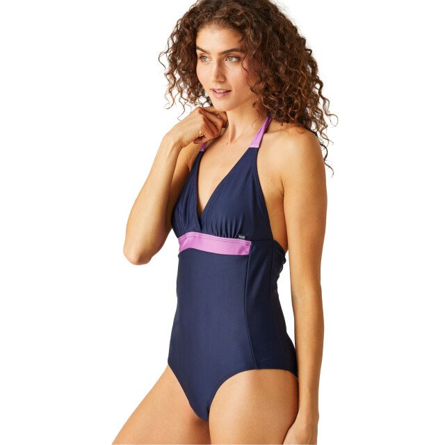 Regatta Dames flavia ii contrast one piece zwempak UTRG10629_navyradiantorchid large
