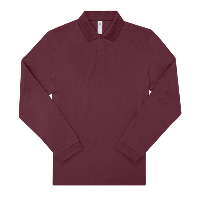 B and C Heren my polo 180 poloshirt met lange mouwen UTFK2867_burgundy large