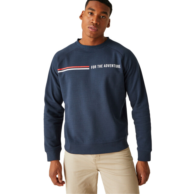 Regatta Heren nithsdale stripe crew neck sweatshirt UTRG10640_navy large