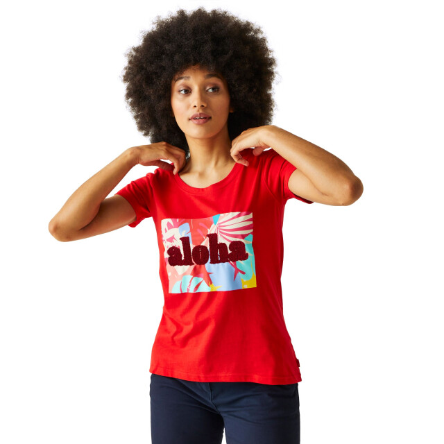 Regatta Dames filandra viii tropical leaves t-shirt UTRG10199_highriskred large
