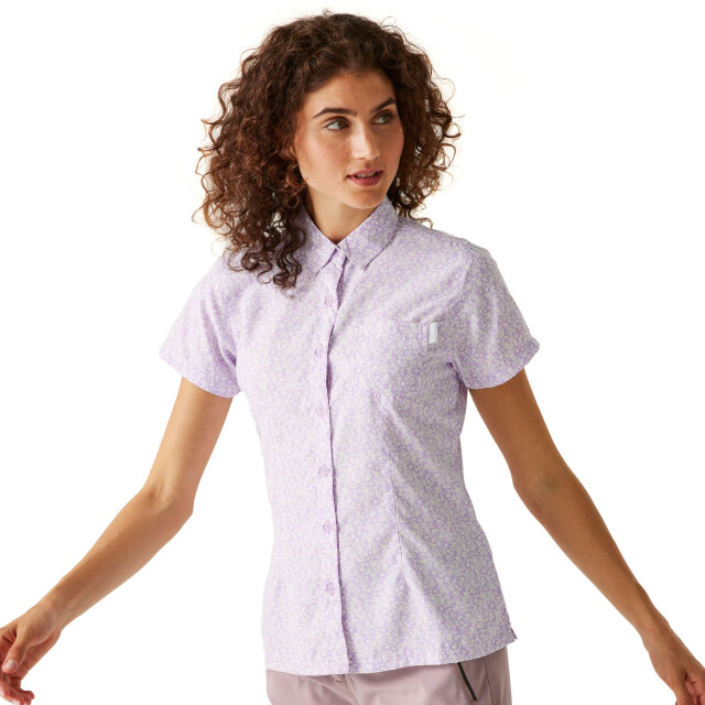Regatta Dames mindano viii overhemd met ditsy print en korte mouwen UTRG10110_lilacfrost large