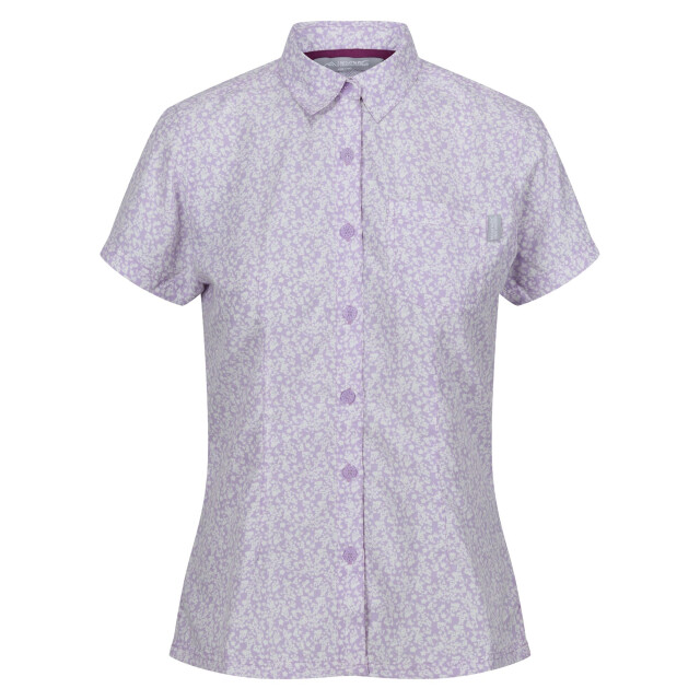 Regatta Dames mindano viii overhemd met ditsy print en korte mouwen UTRG10110_lilacfrost large