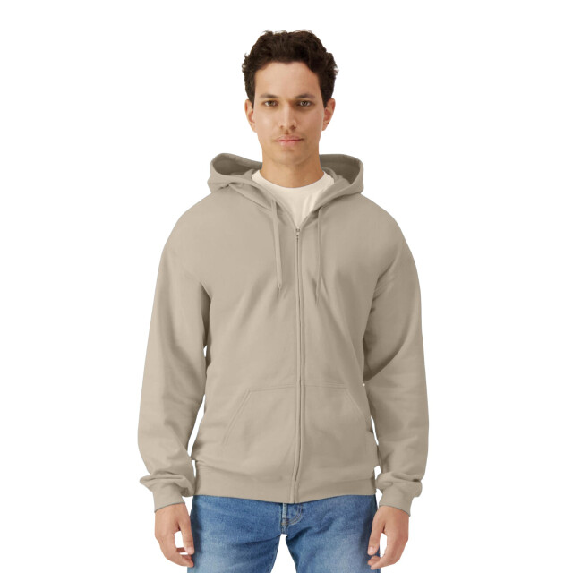 Gildan Heren softstyle midweight full zip hoodie UTFK2801_sand large
