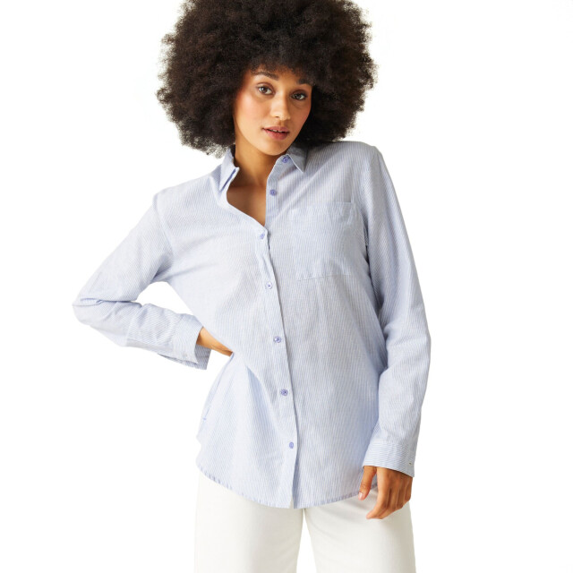 Regatta Dames primevere gestreept overhemd UTRG10055_hydrangeablue large