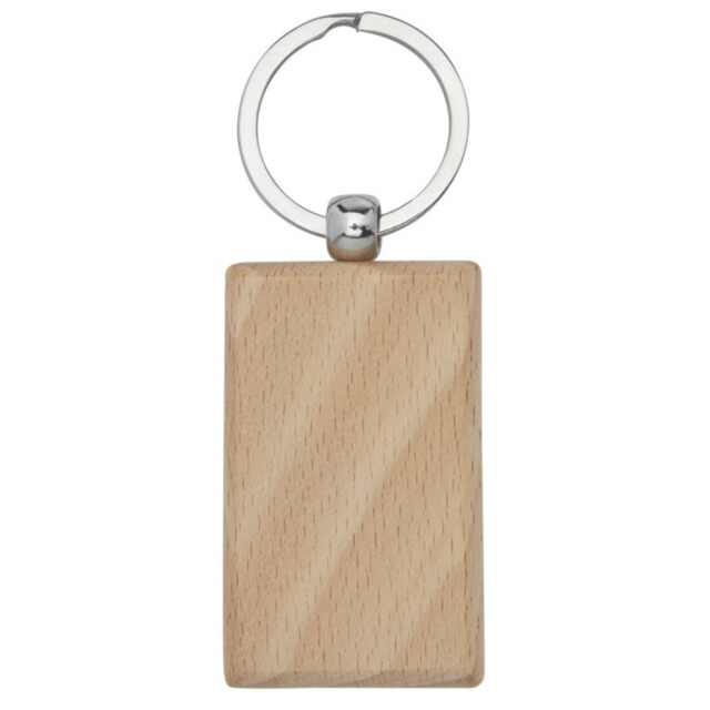 Bullet Gian rechthoekige beukenhouten sleutelhanger UTPF3567_natural large