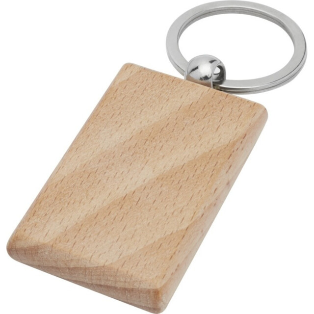 Bullet Gian rechthoekige beukenhouten sleutelhanger UTPF3567_natural large
