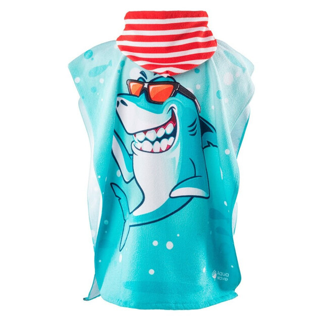 Aquawave Poncho met haai voor kinderen UTIG2382_bluewhitered large