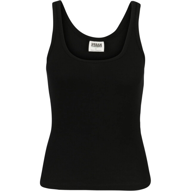Urban Classics Dames basic geribd organisch tanktopje (verpakking van 2) UTTN994_black large