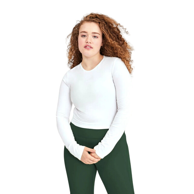 Girlfriend Collective Dames reset lift cropped t-shirt met lange mouwen UTGC181_ivory large
