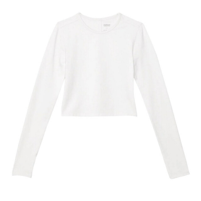 Girlfriend Collective Dames reset lift cropped t-shirt met lange mouwen UTGC181_ivory large