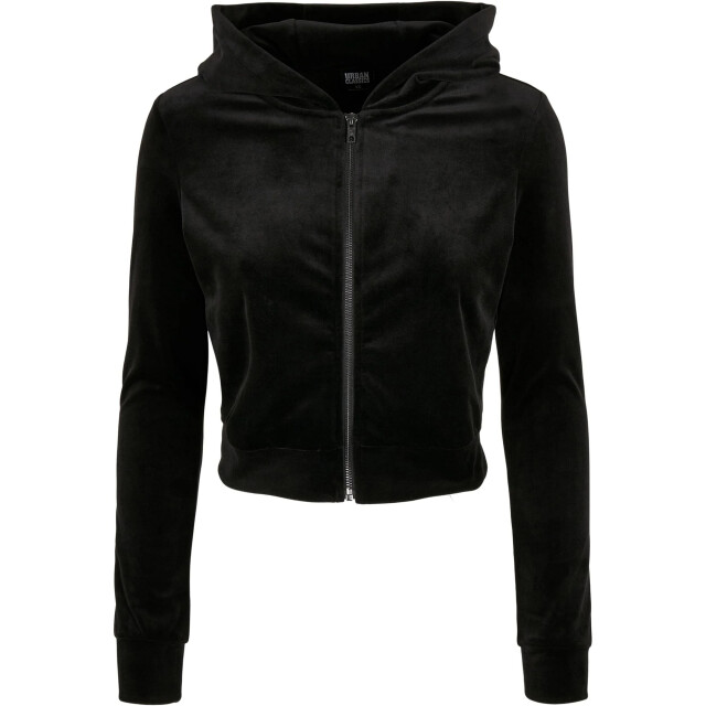 Urban Classics Dames fluwelen korte volledige zip hoodie UTTN948_black large