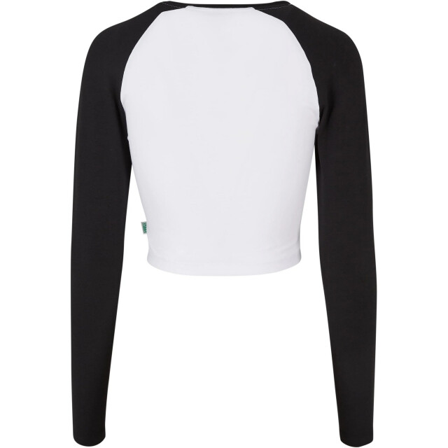 Urban Classics Dames retro organic crop t-shirt met lange mouwen UTTN918_whiteblack large
