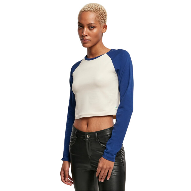 Urban Classics Dames retro organic crop t-shirt met lange mouwen UTTN918_whitesandspaceblue large