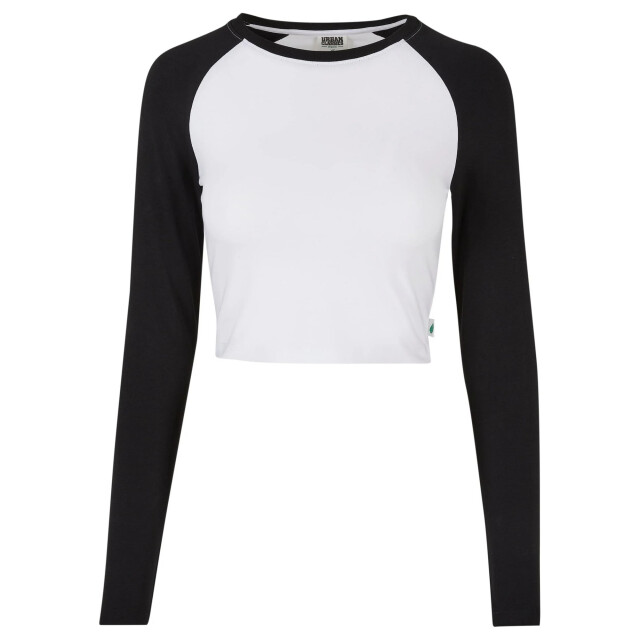 Urban Classics Dames retro organic crop t-shirt met lange mouwen UTTN918_whiteblack large
