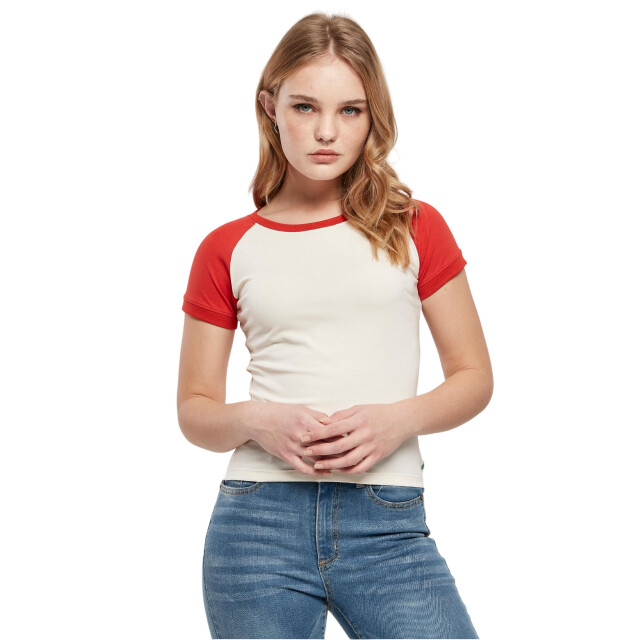 Urban Classics Dames retro stretch t-shirt met korte mouwen UTTN882_whitesandhugered large
