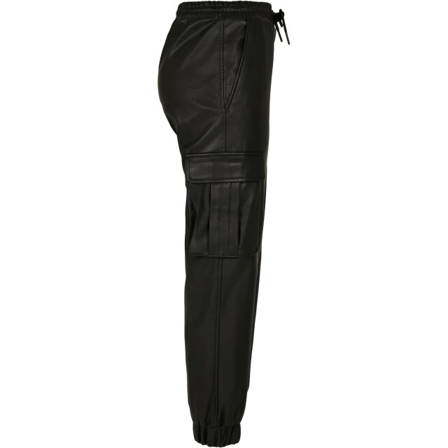 Urban Classics Dames cargo broek van kunstleer UTTN830_black large
