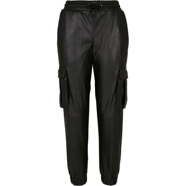 Urban Classics Dames cargo broek van kunstleer UTTN830_black large