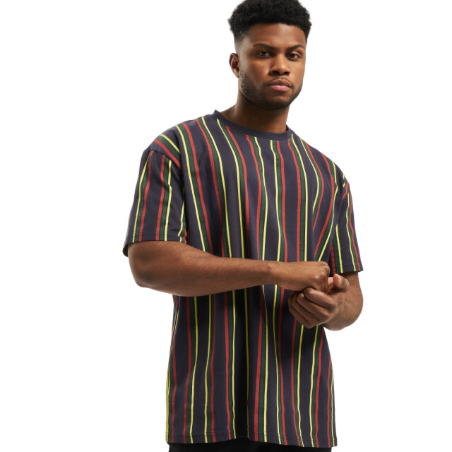 Urban Classics Heren retro streep oversized t-shirt UTTN843_midnightnavyburnedred large