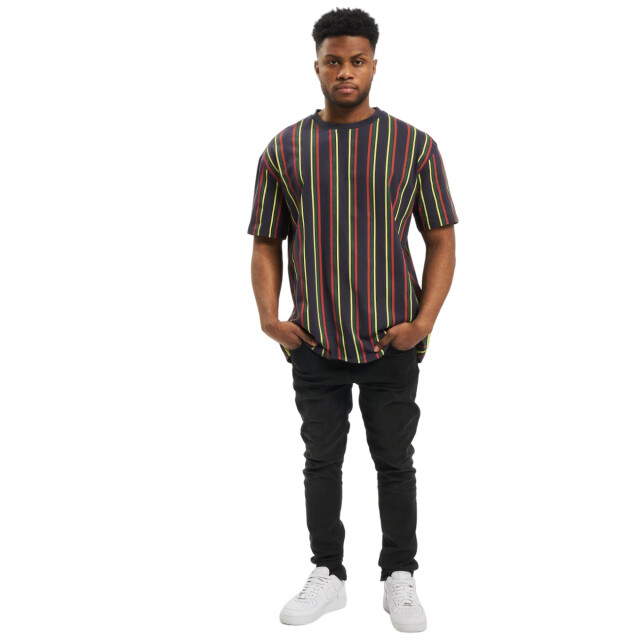 Urban Classics Heren retro streep oversized t-shirt UTTN843_midnightnavyburnedred large