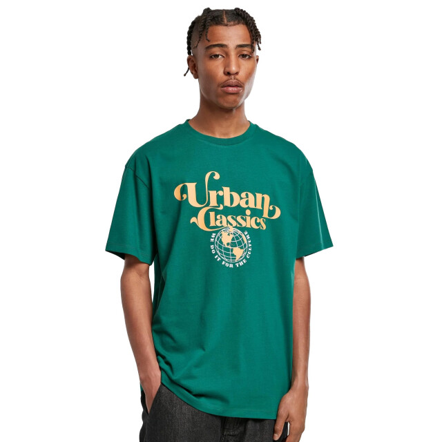 Urban Classics Heren globe organic logo t-shirt UTTN820_green large