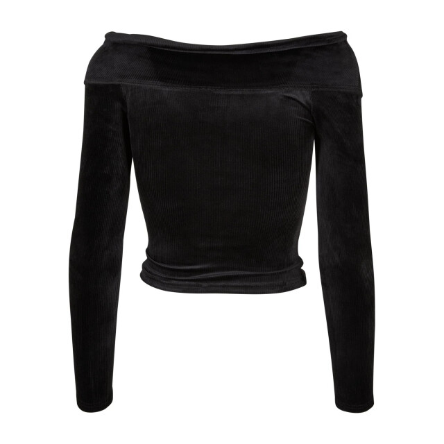 Urban Classics Dames off shoulders velvet cross front top met lange mouwen UTTN807_black large