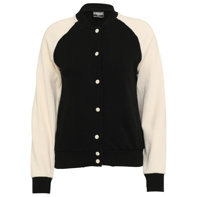 Urban Classics Dames terrycloth lichtgewicht varsity-jasje UTTN809_blackwhitesand large