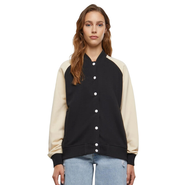 Urban Classics Dames terrycloth lichtgewicht varsity-jasje UTTN809_blackwhitesand large